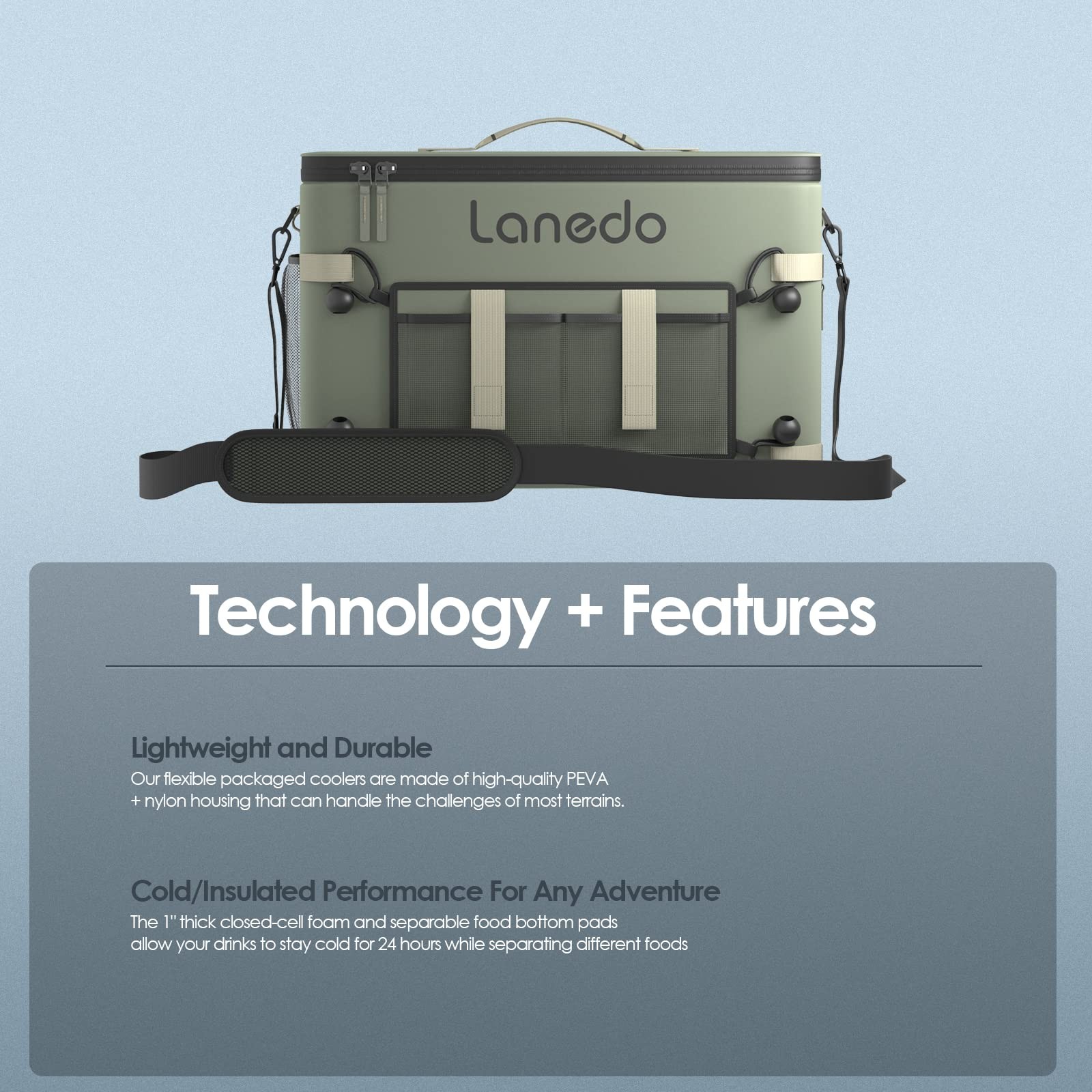 Deep Freeze Cooler Soft Sided Bag 34 Can Collapsible Insulated Ice Chest Large