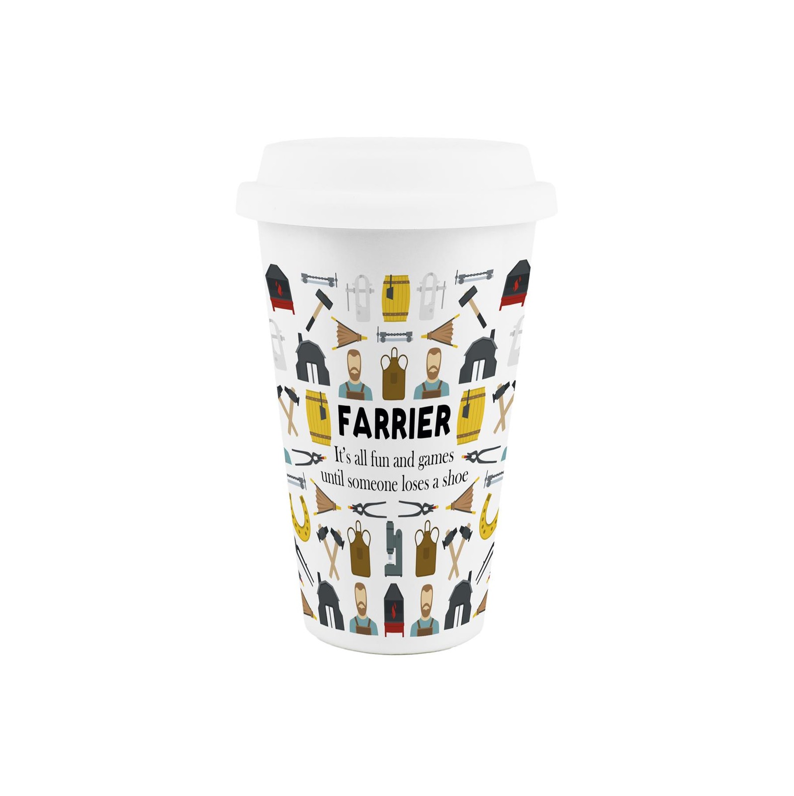 Farrier Ceramic Travel Mug - Novelty Horse Trades Reusable Drinks Cup Gift