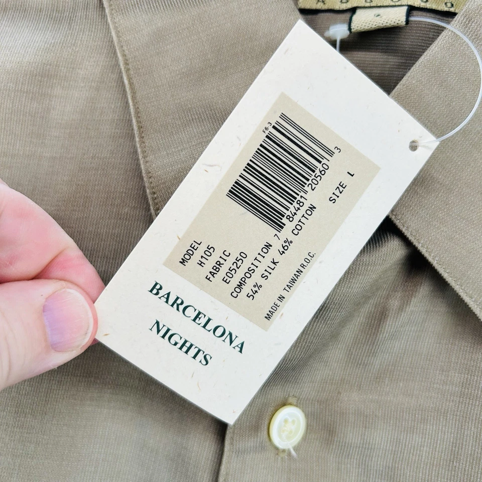 Camisa Joseph Abboud Tostada Seda y Algodón Manga Larga Para Hombre GRANDE NUEVA CON ETIQUETAS Foto 4 de 4