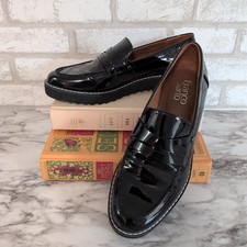 Franco Sarto Cassandra Penny Loafers Black Round Toe Block Heel Shoes 7 NEW