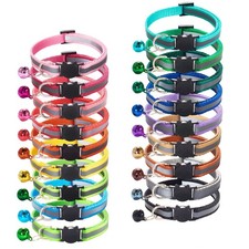 Reflective Cat ID Collars with Bell Adjustable 19-32cm, Soft Nylon Collars