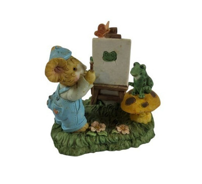 Tiny Talk Collection Flower Patch Studio Artist Mouse Figure 3''h