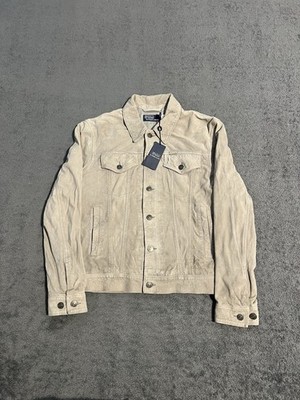 Polo Ralph Lauren Leather Suede Trucker Jacket Goat Leather Men s Size Medium