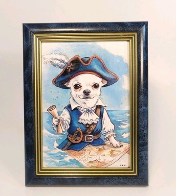  Chihuahua  Treasure Hunter Mixed Media Collage 5'' x 7'' Framed Cute Gift Idea!
