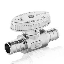 EFIELD 1/2 Inch Pex X 1/2 Inch PEX 1/4 Turn Straight Stop Valve Chrome Plated