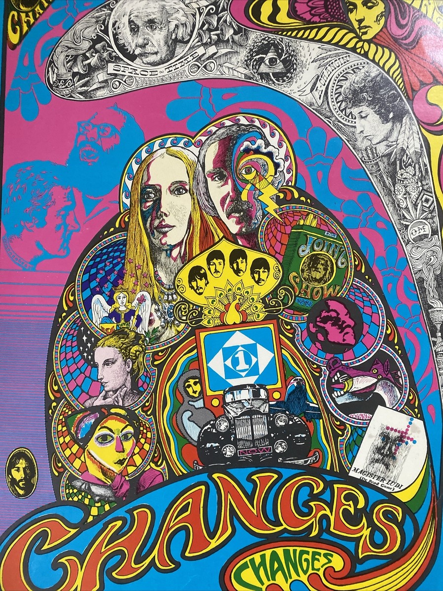 Changes Vintage Poster 1960s Collage Beatles Timothy Leary Dylan