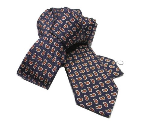 CRAVATTA slim blu dis Paisley CRAVATTINO fine SETA VARI cashemire gialli rossi - Imagen 3 de 6