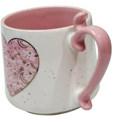 Shabby Chic White And Pink Hearts Pattern Ceramic Coffee Mug 16Oz - Picture 8 of 12