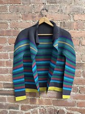 me Issey Miyake Womens Cardigan, Sz XS, Stripe Block, Two Way Pleats, Japan