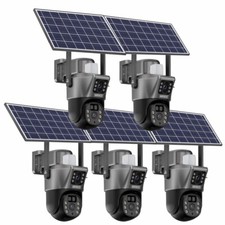 5PCS Dual Lens 4MP Solar Battery Home Security Camera Outdoor Wifi Wireless PTZ