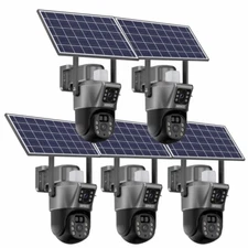 5PCS WiFi 4MP Wireless Solar Power PTZ IP Camera Security Waterproof 8X Zoom
