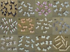 Lot of 10 Pieces 12 Pattern Satin Ribbon Bow Applique with Pearl Bead Craft DIY