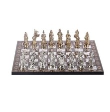 Jeu d'échecs byzantin ottoman en métal grande taille brillant et motif nacre