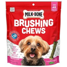 Brushing Chews Daily Dental Dog Treats, Fresh Breath, Mini, 18.9 oz Bag,