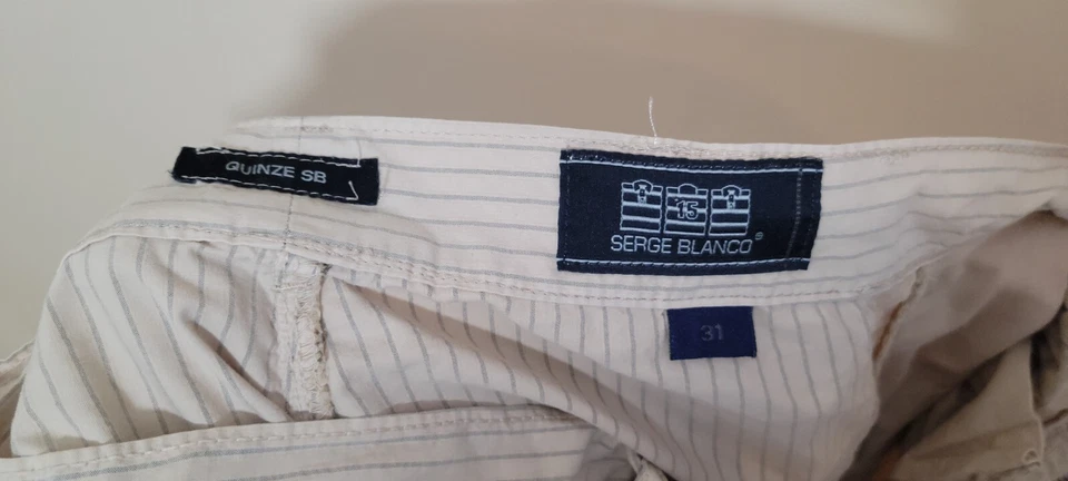 Serge Blanco W 31 Taille 40 Bermuda pantacourt beige à rayures grises homme - Photo 3/3