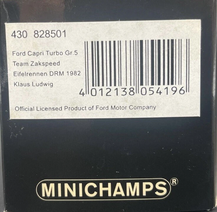 Minichamps 1/43 Ford Capri Turbo Gr.5 Team Zakspeed DRM 1982 Ludwing 430828501 Foto 4 de 4