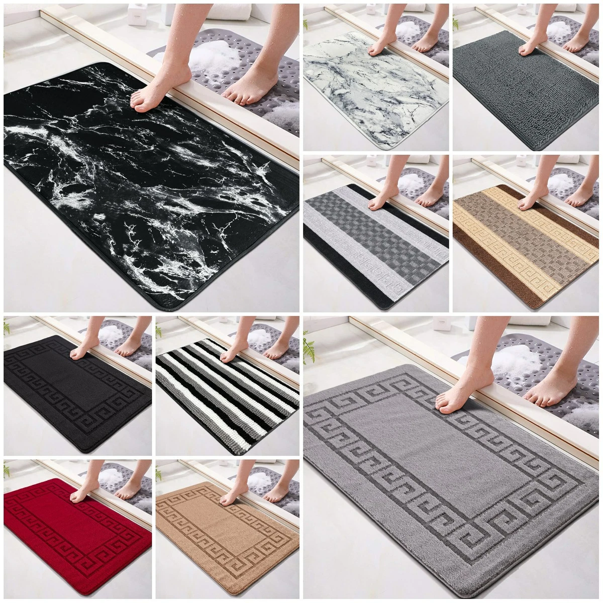 Extra Large Bathroom Bath Rugs Mat Anti-Slip Gel Back Non-Slip Shower Bath  Mats