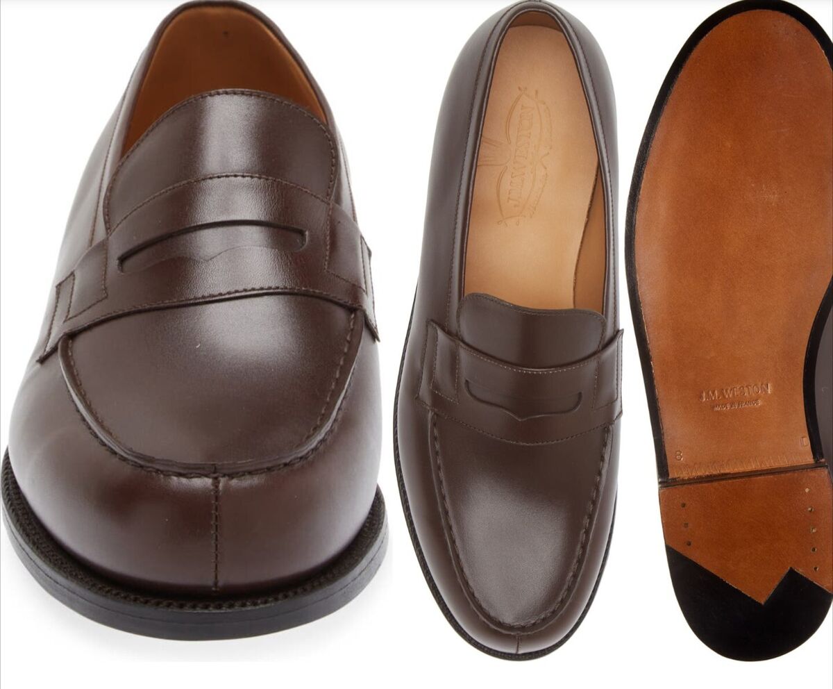 JM Weston Chocolate Brown Meleze 180 Split Toe Penny Loafers JM Weston Chocolate Brown Meleze 180 Split Toe Penny Loafers