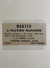 Kinston Eagles NC Wanted A Playing Manager 1945 Sporting News Baseball Ad