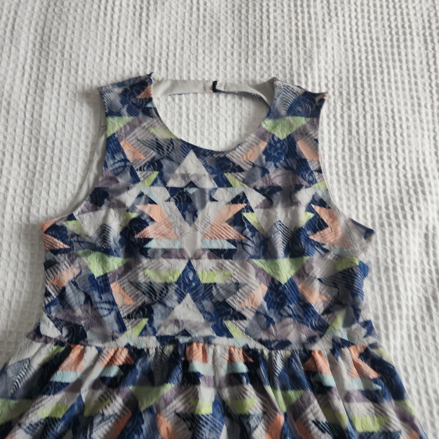 Robe Vera Wang 2 Pièces Jaune Et Bleu Marine - Taille XS - Midi Sans Manches