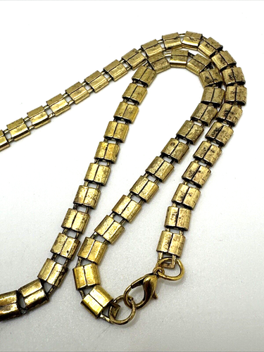 Green Bohemian Necklace Crackle Statement Choker Gold Tone 16" - Picture 11 of 13