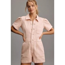 Anthropologie Women's The Kit Utility Romper by Pilcro in Pink Size 12 Heritage