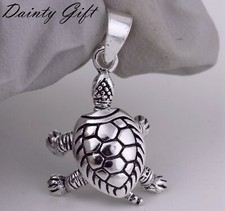 Women Girl Men Solid 925 Sterling Silver 21 mm Animal Movable Turtle Pendant
