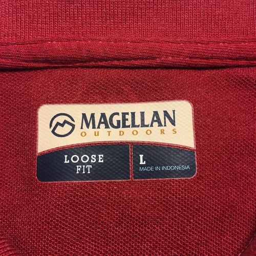 Magellan Outdoor Loose Fit Men's Size L Maroon Short Sleeved Polo Shirt E4 - Picture 2 of 7