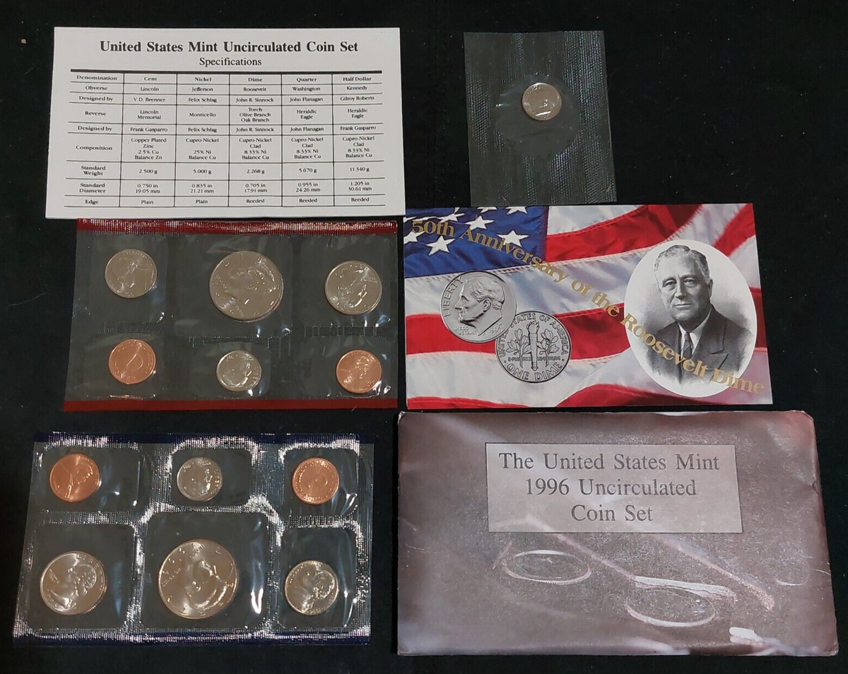 1996 US Mint Set 13 Coin P&D Uncirculated with the 1996 “W” West