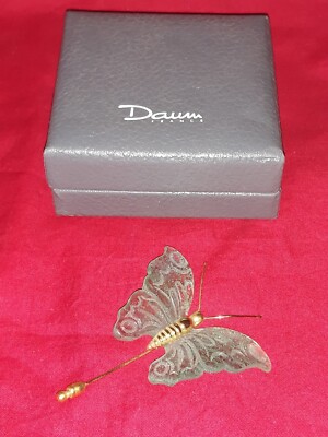 Broche Papillon Daum En Pâte De Verre - Occasion En Très Bon état, Modèle Feuille De Ginkgo