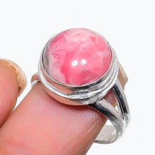Rhodochrosite Gemstone Handmade 925 Sterling Silver Jewelry Ring Sz 7 US 