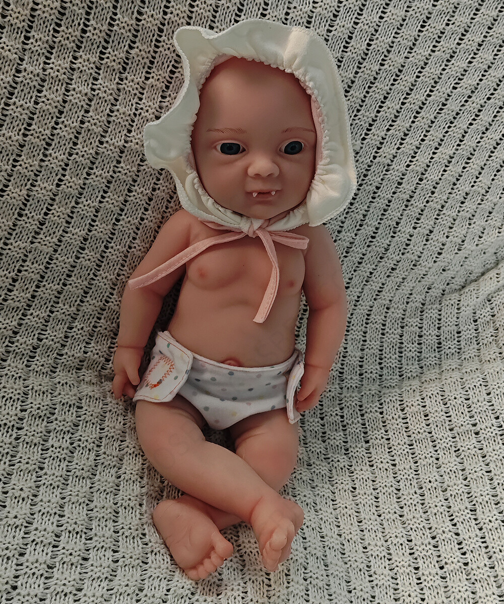 43cm Elf Doll 4.4lbs Full Body Platinum Silicone Baby Dolls Open Eyes Newborn US
