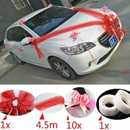 Cars Wedding Decoration Kit Organza Deco Flower Ball Ribbon Bows Garland Purple - Picture 4 of 8