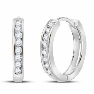 10 Karat Weißgold Damen Runde Diamant Creolen Mode Ohrringe 1/4 cttw