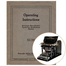 Burroughs Moon Hopkins Typewriter Instruction Manual Antique Bookkeeping Machine thumbnail
