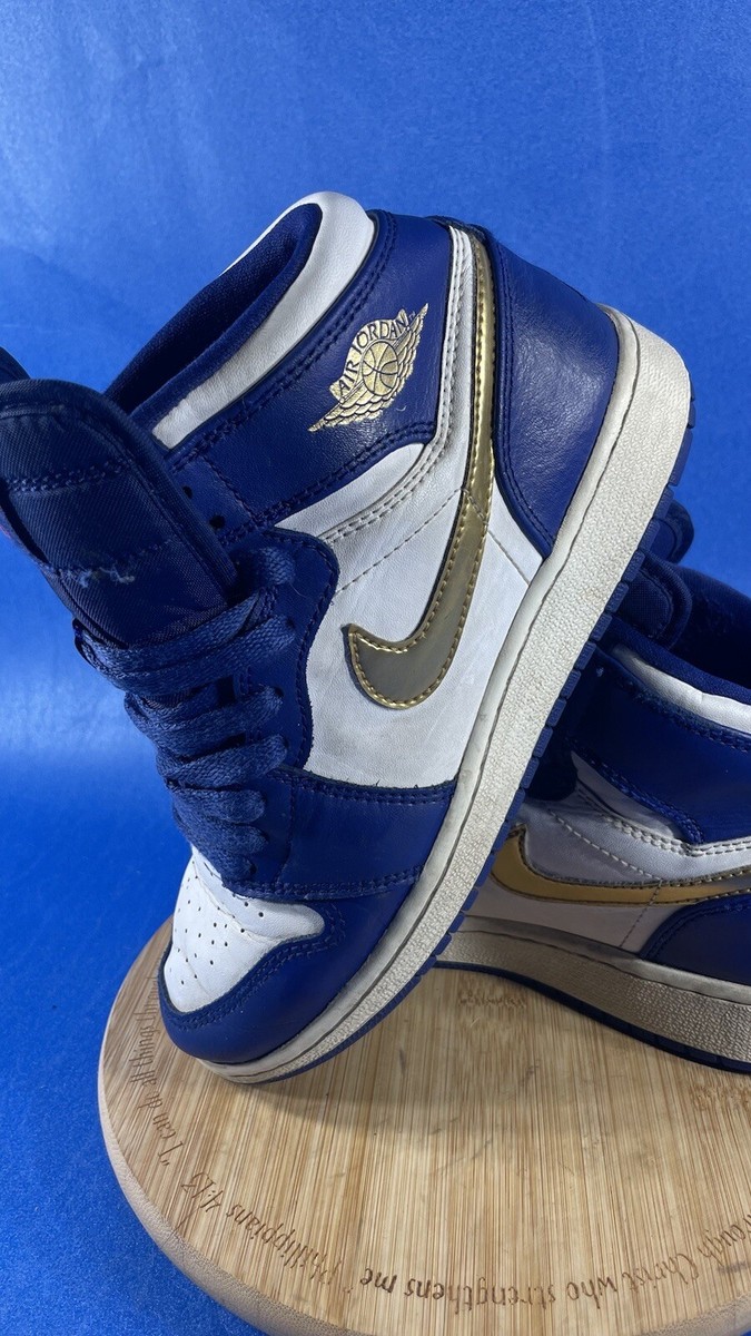 Nike Air Jordan 1 High Retro Gold Metallic Deep Royal Blue Nike Air Jordan 1 High Retro Gold Metallic Deep Royal Blue