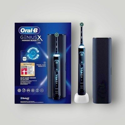 Oral-B Genius X Midnight Black Elektrische Zahnbürste Reiseetui Schwarz