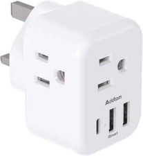 US to UK Ireland Plug Adapter, Addtam Type G Power Adapter with 3 AC Outlets and