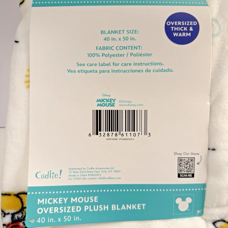 NUEVO CON ETIQUETAS Disney Mickey Mouse Bebé Niño Linda Manta Suave 50" x 40" Peluche De Gran Tamaño Foto 4 de 4