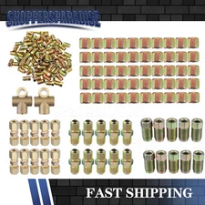 182pcs Brake Line Tube Fitting Nut Kit Female Male Inverted Flares on 3/16" Pipe
