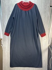 MEOW intimates Pajama Nightgown Black Medium 70 s 80 s Red Stipe USA Made VTG