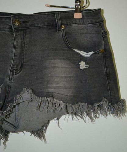 Pantalones cortos, jeans, angustiados, negros, 5 bolsillos, XL - Imagen 4 de 7