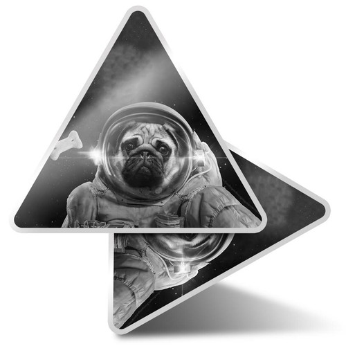 2 x Triangle Stickers 7.5cm - BW - Astronaut Pug Dog Puppy Space #36869 - 第 1/9 張圖片