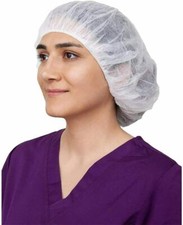 100pcs Disposable Bouffant Cap Hair Net Non Woven Head Cover Industrial/Medical