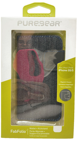 PureGear Fit Fab Folio Wallet Case for iPhone 5/5S/SE - Denim - Picture 2 of 8