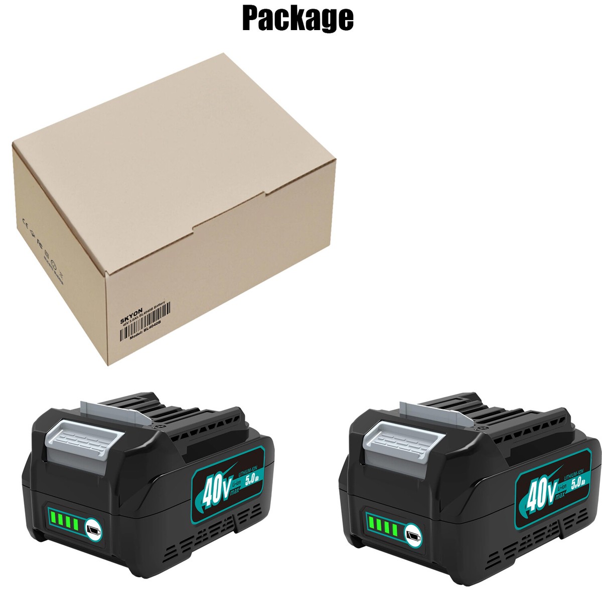 40 Volt 5Ah Battery for Makita 40V XGT Battery 5.0Ah 200Wh