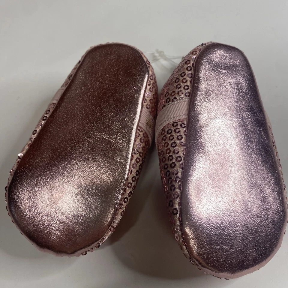 Zapatos de bebé ESPIRIT rosa lentejuelas talla 6-12 meses rosa roseta hada princesa hada Foto 3 de 4