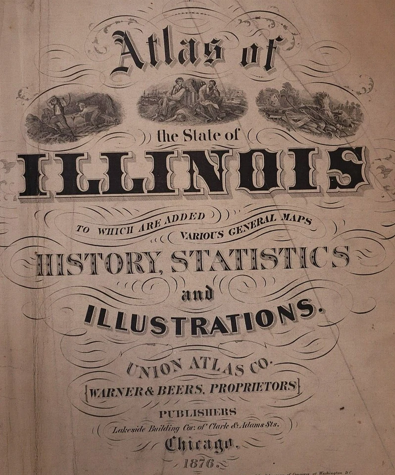 1876 Plat Atlas Mapa ~ St CLAIR Co.- BELLEVILLE, ILLINOIS / WASHINGTON ao contrário - Imagem 3 de 4