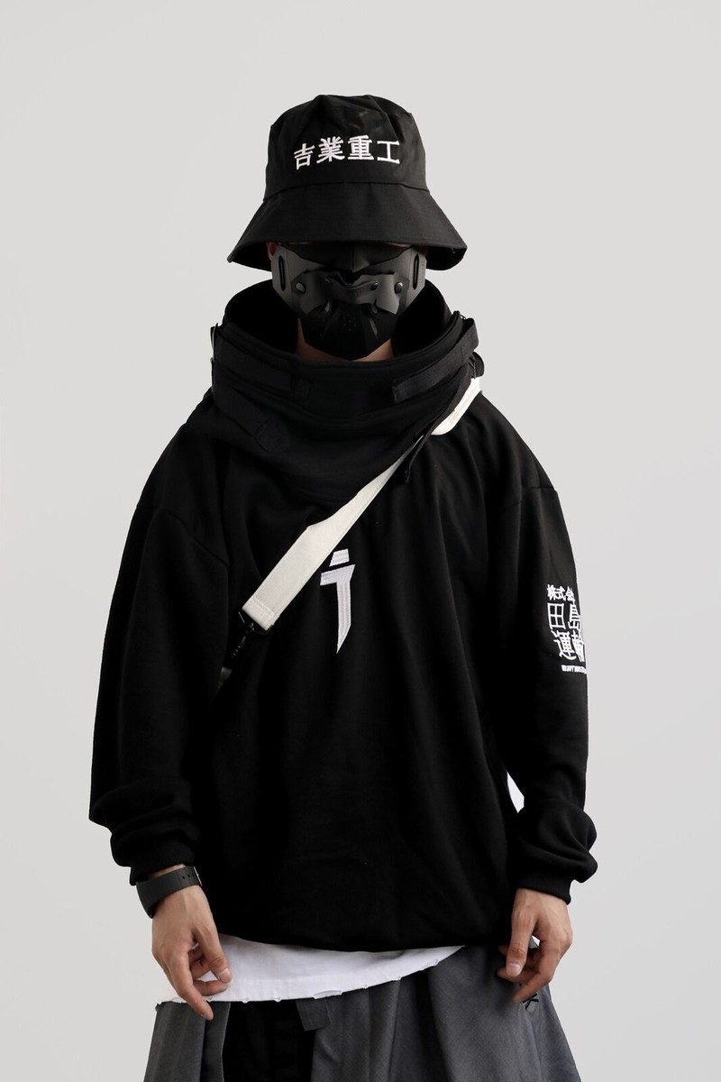 Niepce I-Tech Japanese Kanji Black Hoodie Pullover Urban