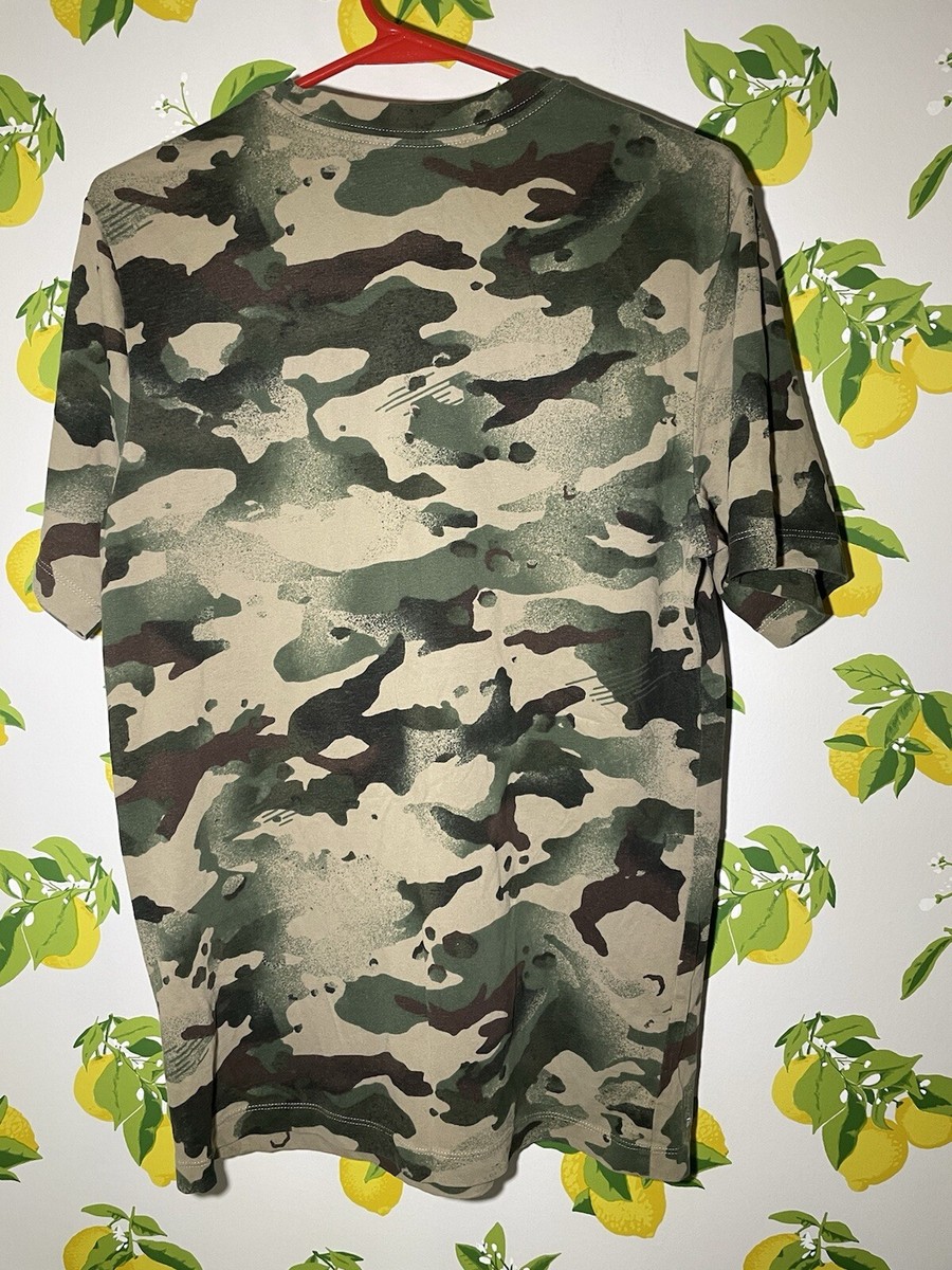 Nike Camo Dri Fit Shirt Mens Green Multicam Air Swoosh Logo Military Army  Sz S